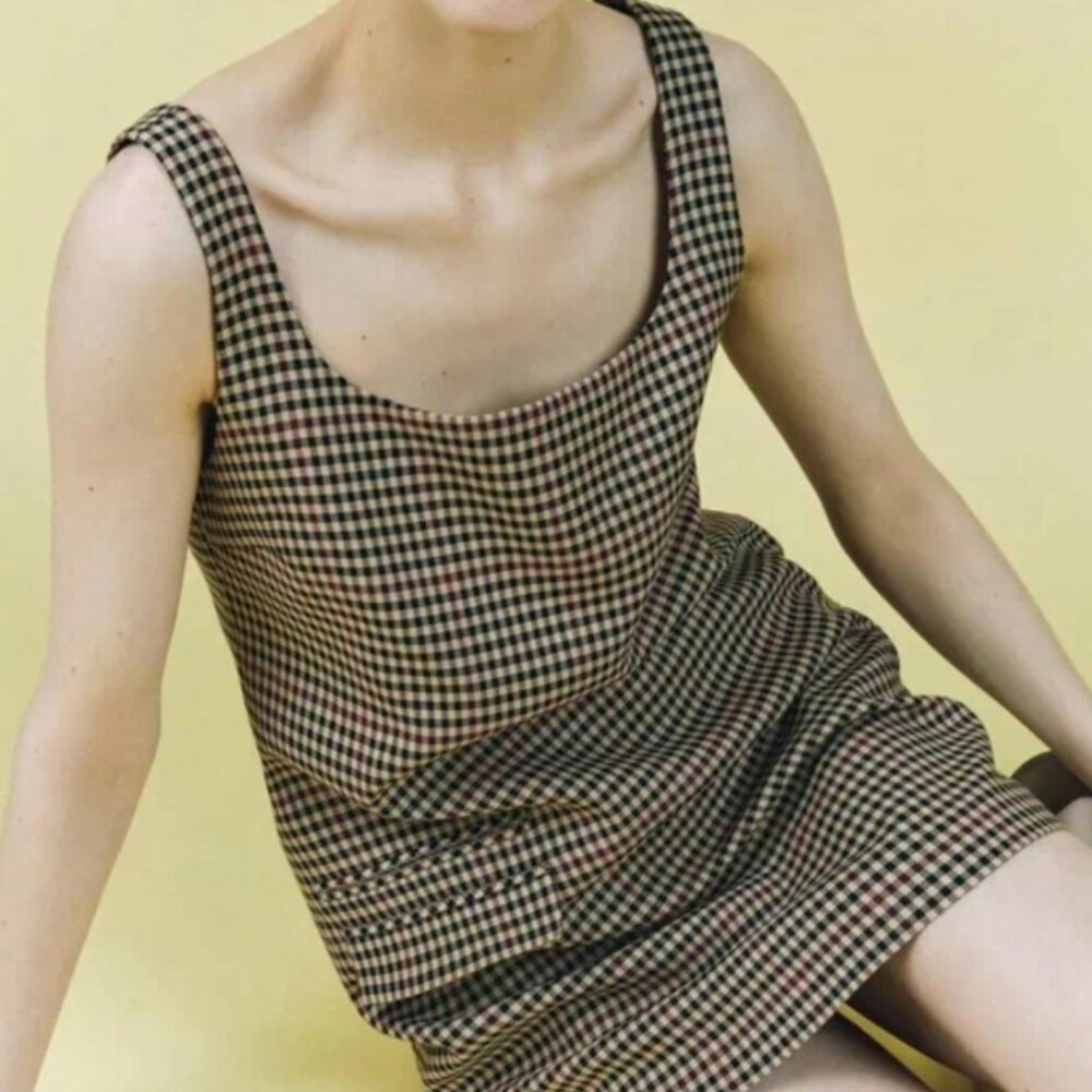 NWT Zara ZW Collection Women's Plaid Mini Dress New Size M
